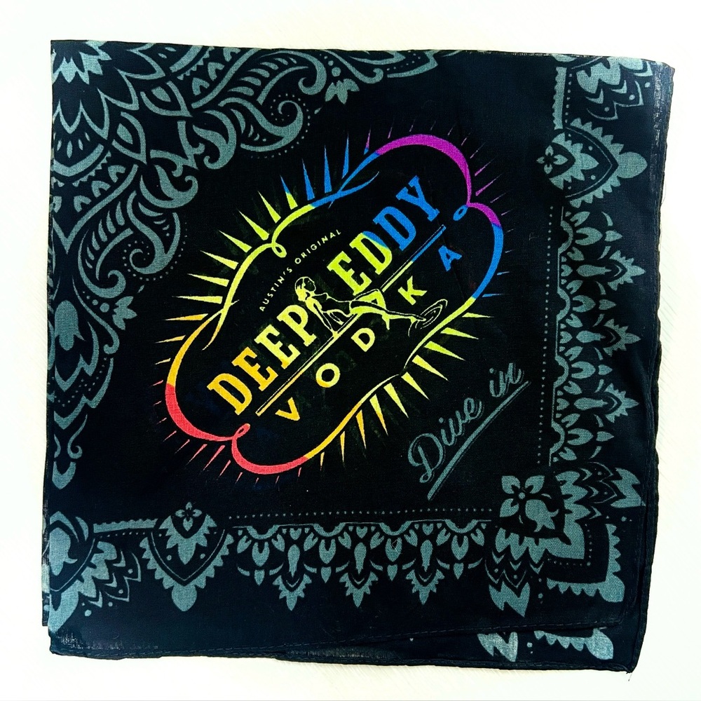 Deep Eddy vodka black and rainbow colorful bandana